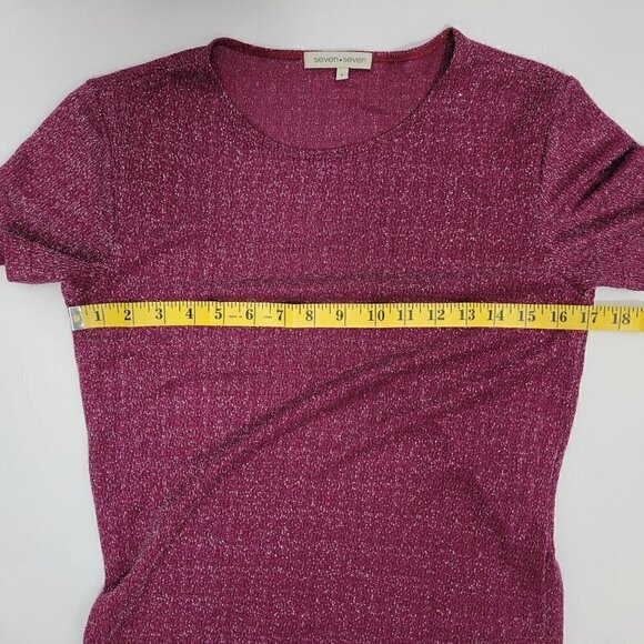 Seven Seven Women's Sparkly Berry Pink Short Sleeve Top in a Size Small - Picture 10 of 10